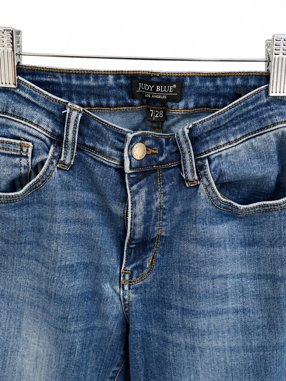 Judy Blue Jeans Womens 7/28 Blue Mid Rise Skinny Fit Stretch Denim